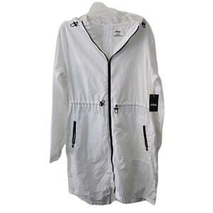 Fila Sport white long rain coat Water Resistant New Medium